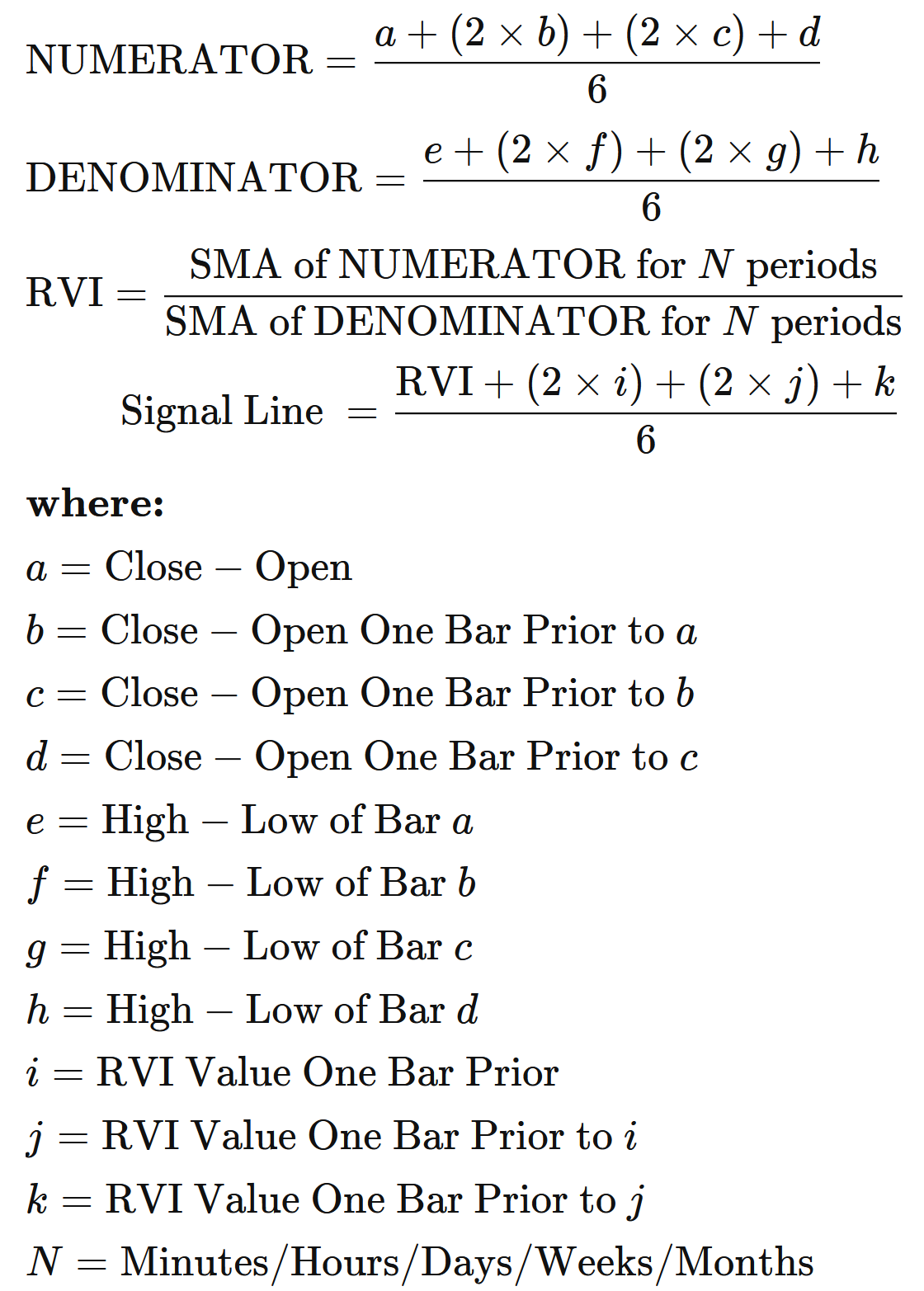 Relative vigor index equation